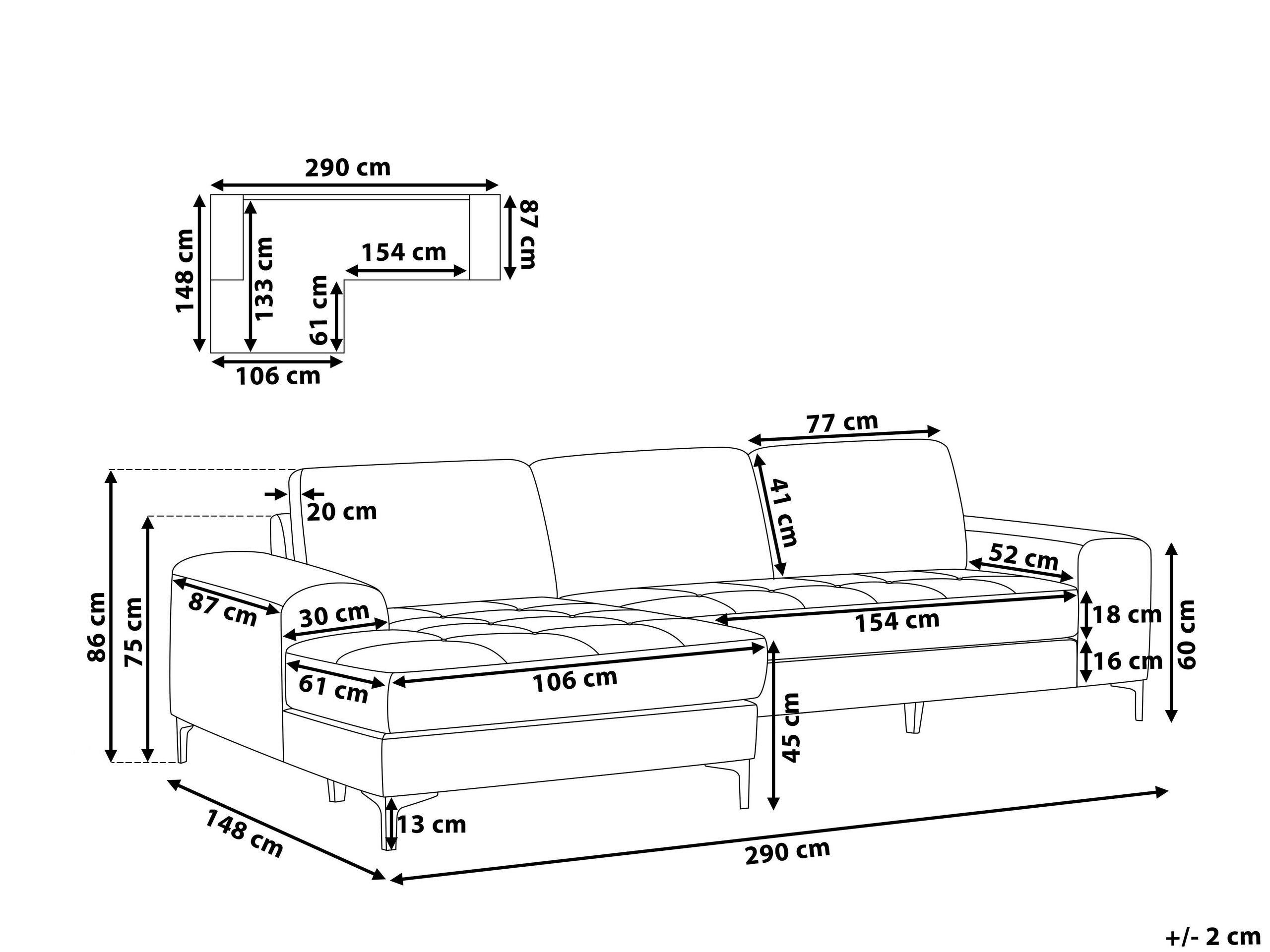 Beliani Rechtsseitiges Ecksofa aus Polyester Modern KIRUNA  