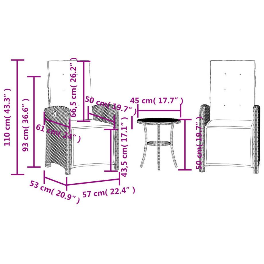 VidaXL Bistro set poly-rattan  