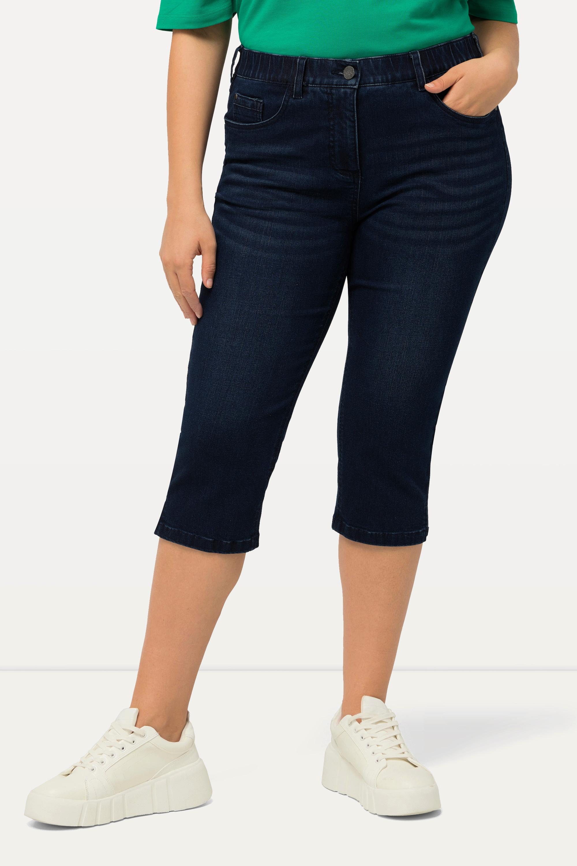 Ulla Popken  Capri Jeans Sarah, schmale 5-Pocket-Form, Saumschlitz 