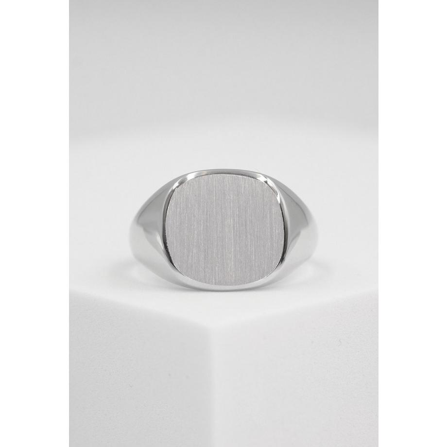 MUAU Schmuck  Bague à plaque en or blanc 750 