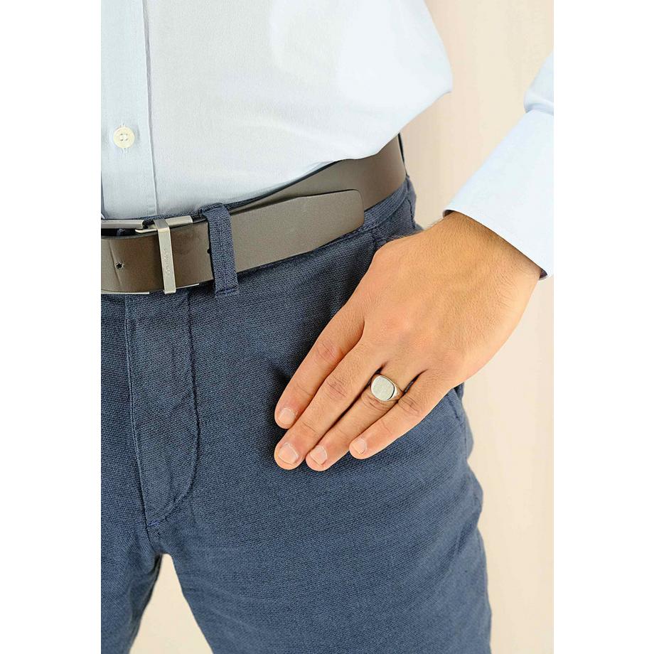 MUAU Schmuck  Bague à plaque en or blanc 750 