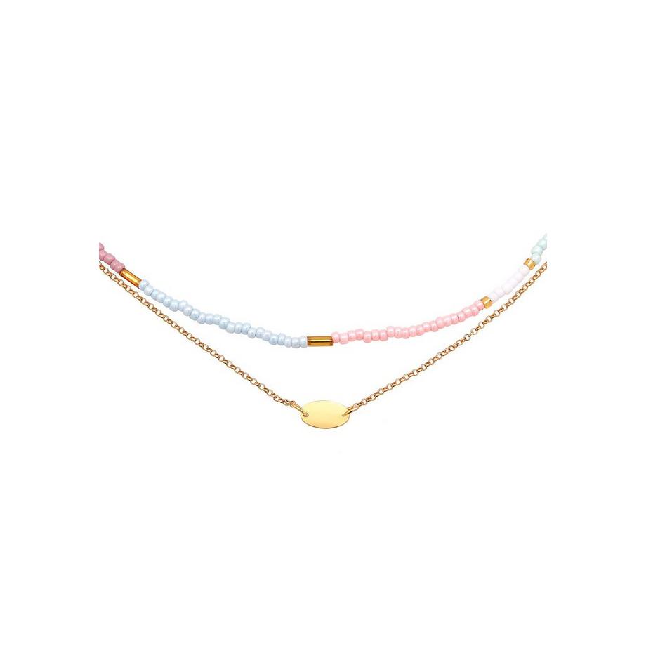 Elli  Collier Femmes Choker Couches Perles Pastel 