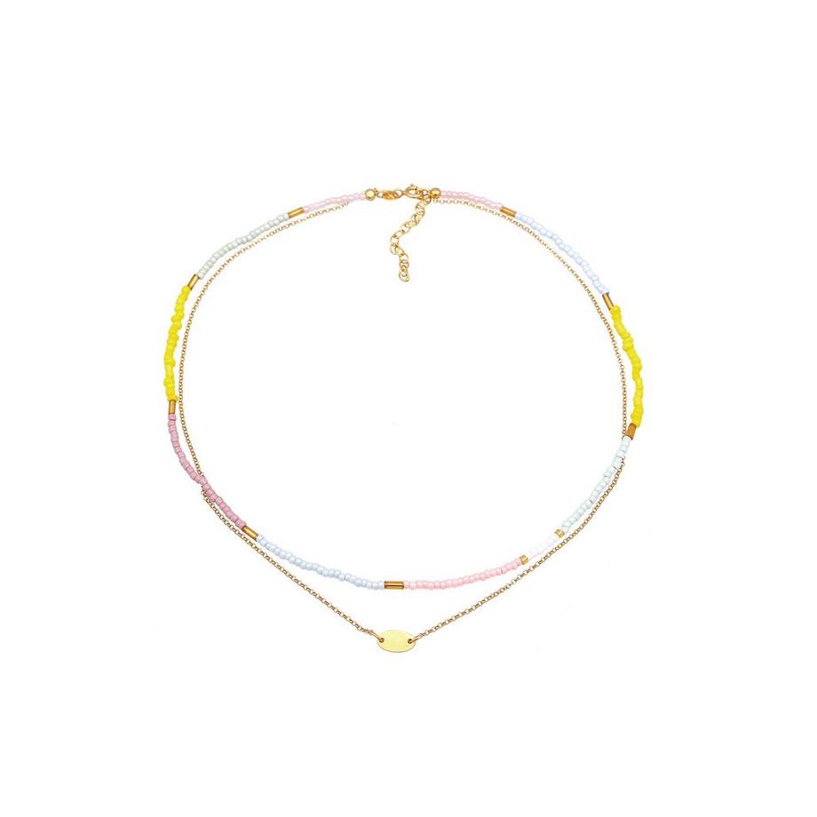 Elli  Collier Femmes Choker Couches Perles Pastel 