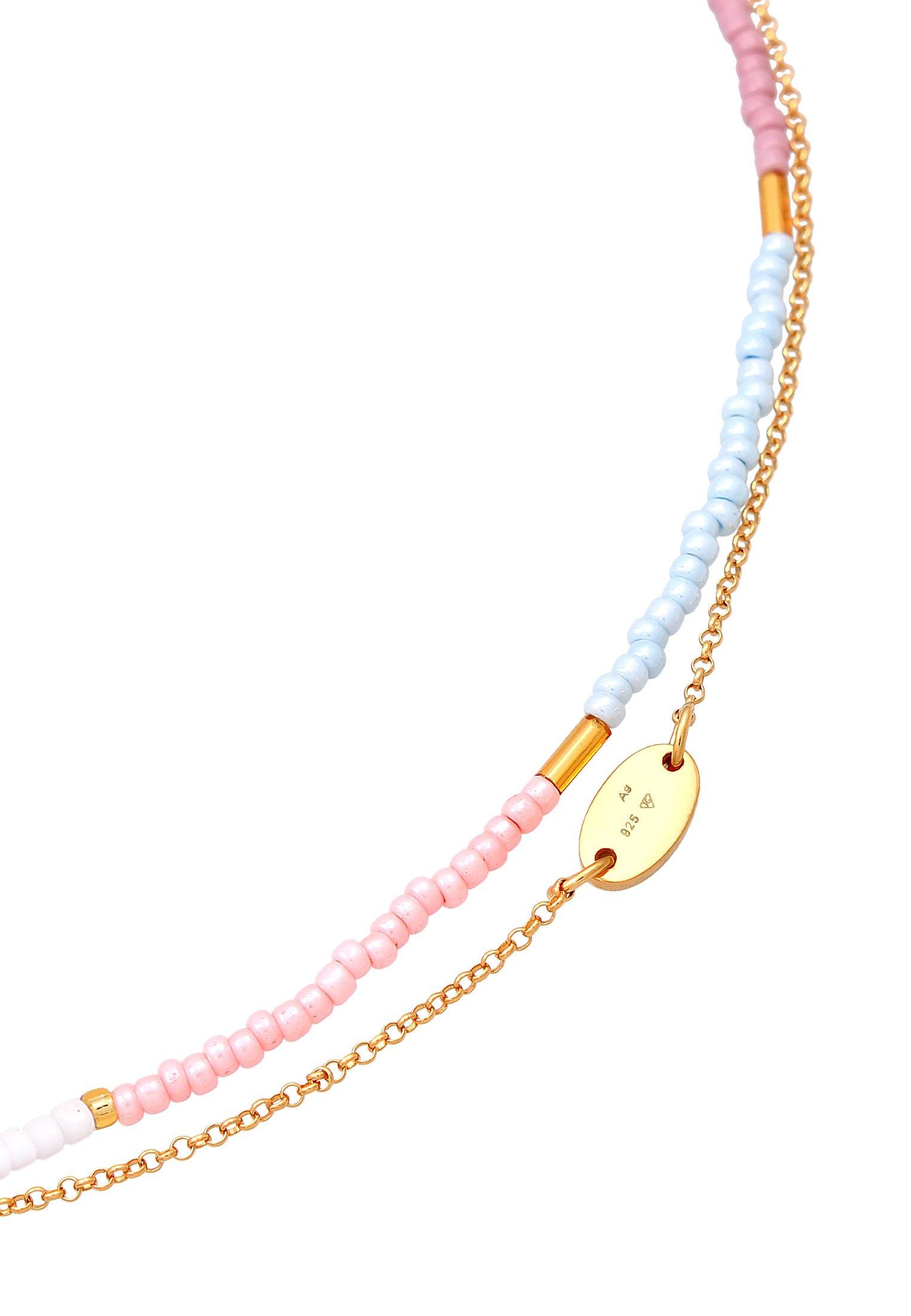 Elli  Collier Femmes Choker Couches Perles Pastel 