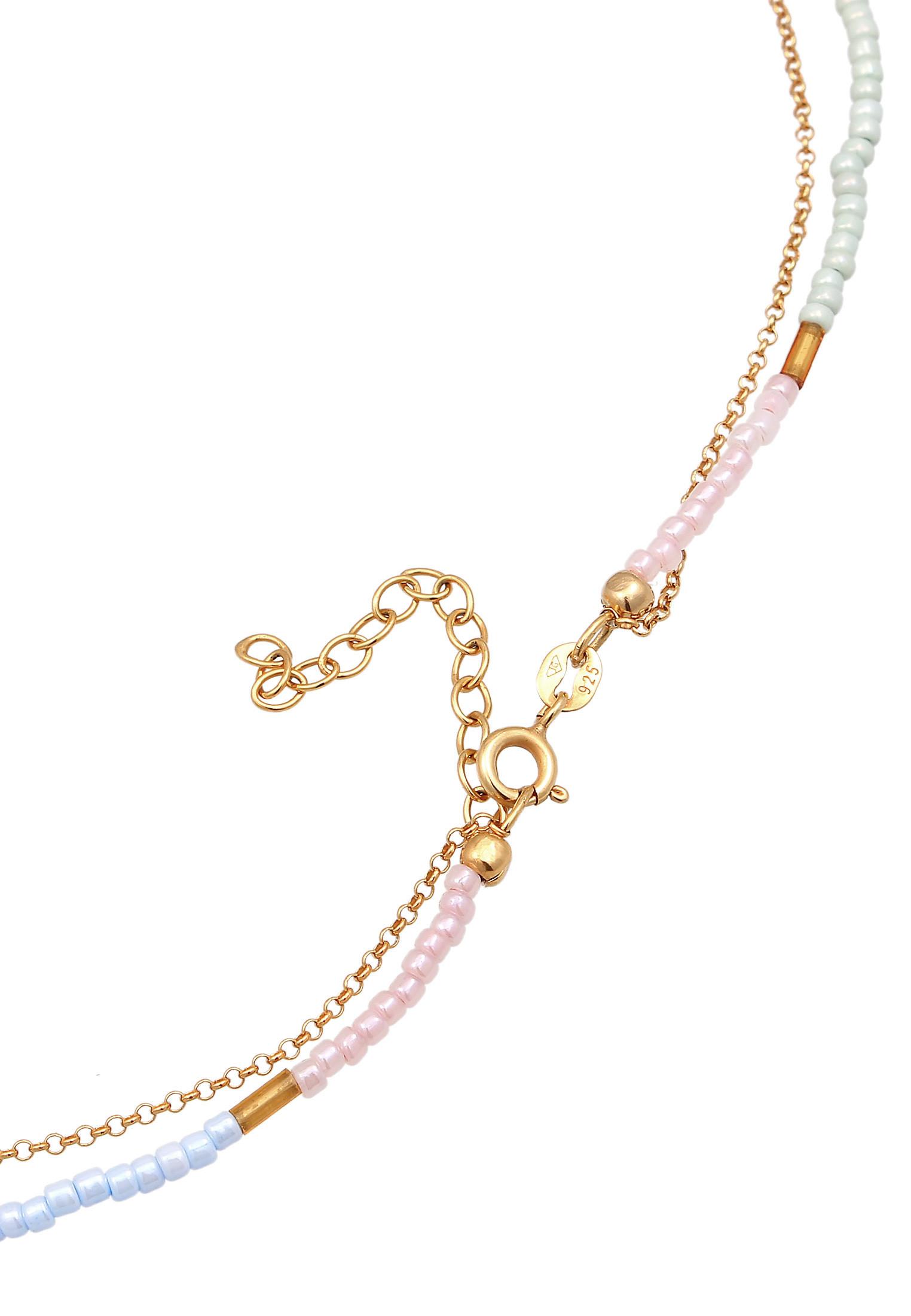 Elli  Collier Femmes Choker Couches Perles Pastel 