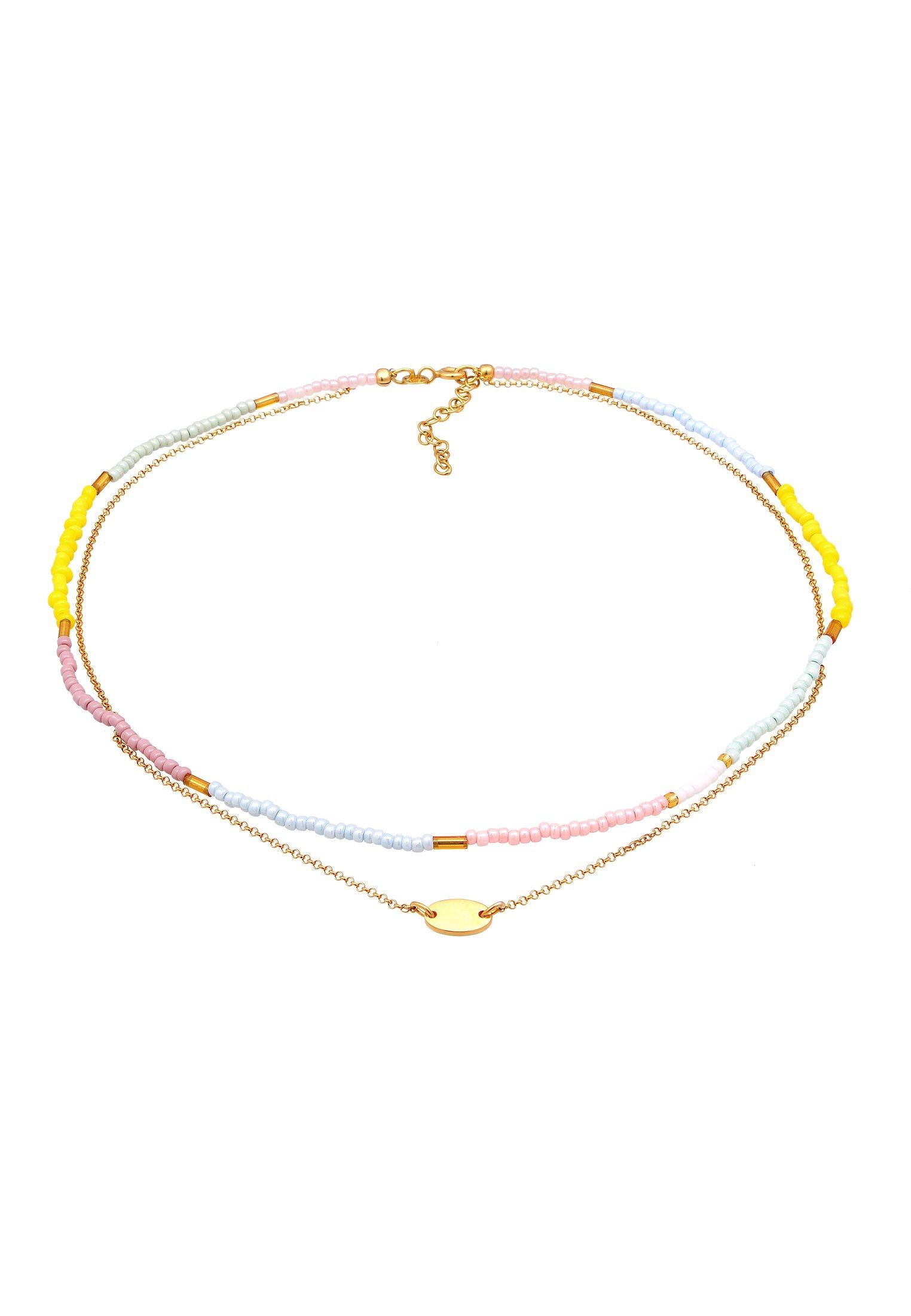 Elli  Collier Femmes Choker Couches Perles Pastel 