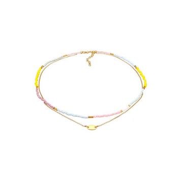 Collier Femmes Choker Couches Perles Pastel