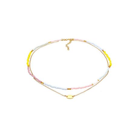 Elli  Collier Femmes Choker Couches Perles Pastel 