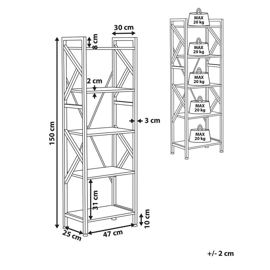 Beliani Regal mit 5 Ebenen aus Faserplatte Industriell DALE  
