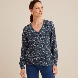 La Redoute Collections  Geblümte Bluse mit langen Ärmeln & V-Ausschnitt 