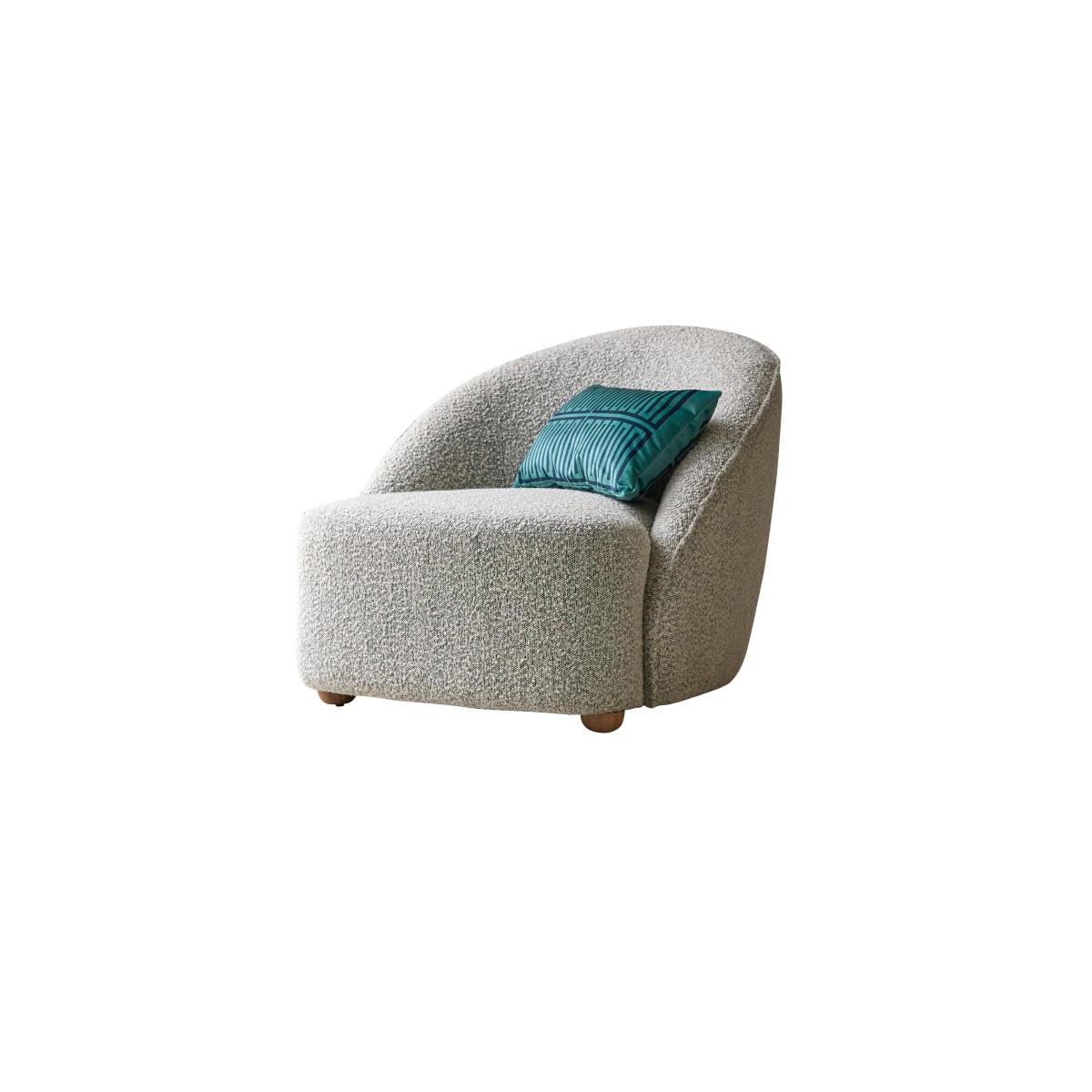 Tikamoon Fauteuil 1 place en acacia massif et tissu gris Soren  