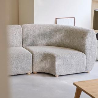 Tikamoon 4-sitziges modulares Ecksofa aus massivem Akazienholz mitem Stoffbezug Swann  