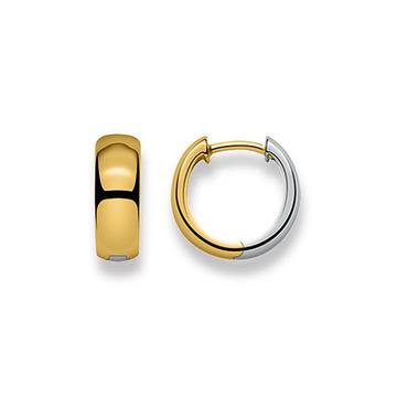 Scharnier-Creolen Bicolor Gelb-/Weissgold 750, 14mm