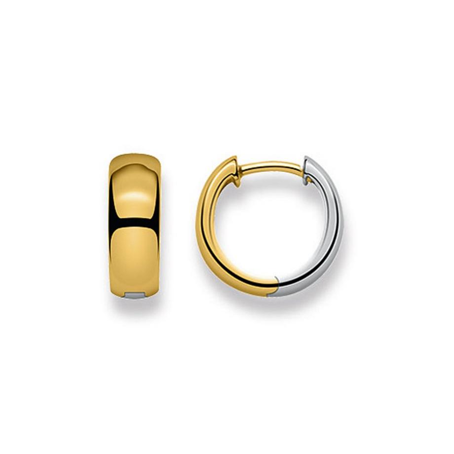 Scharnier-Creolen Bicolor Gelb-/Weissgold 750, 14mm