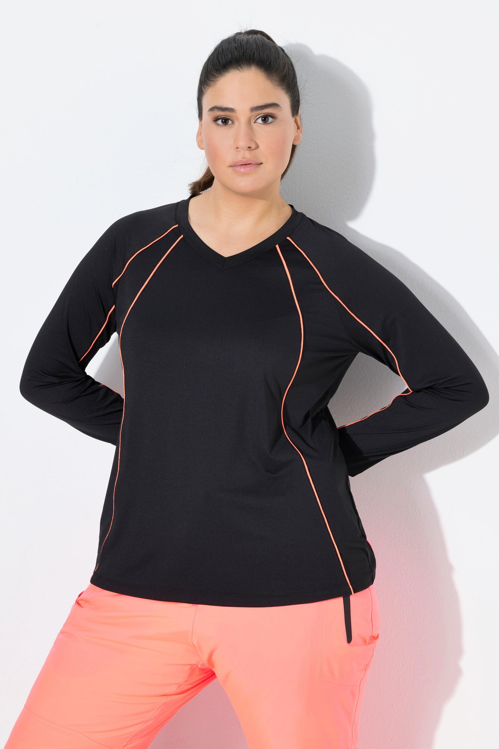 Ulla Popken Maglia Funzionale Slim Maniche Lunghe Scollo V UPF 50+  