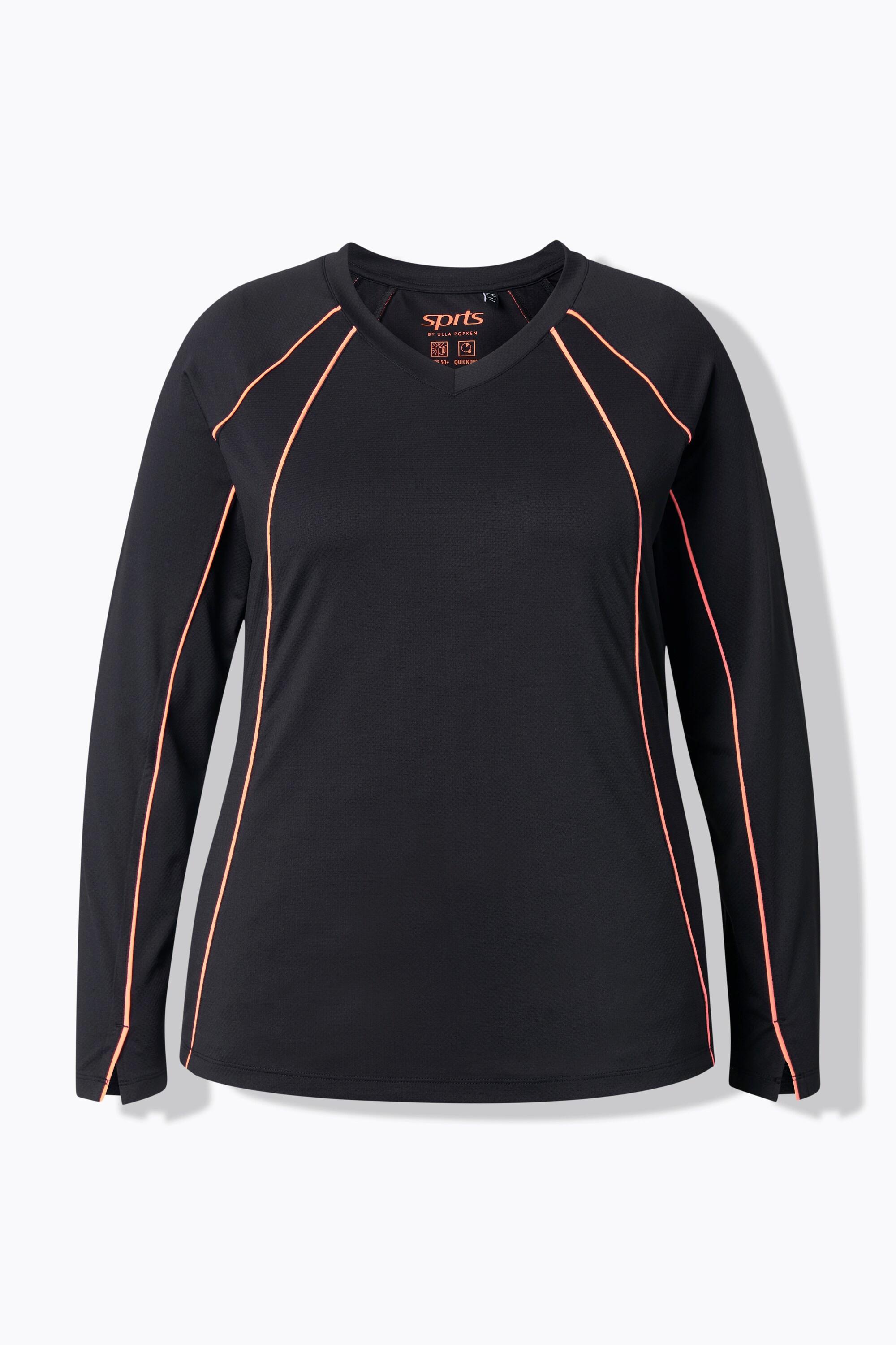 Ulla Popken Maglia Funzionale Slim Maniche Lunghe Scollo V UPF 50+  