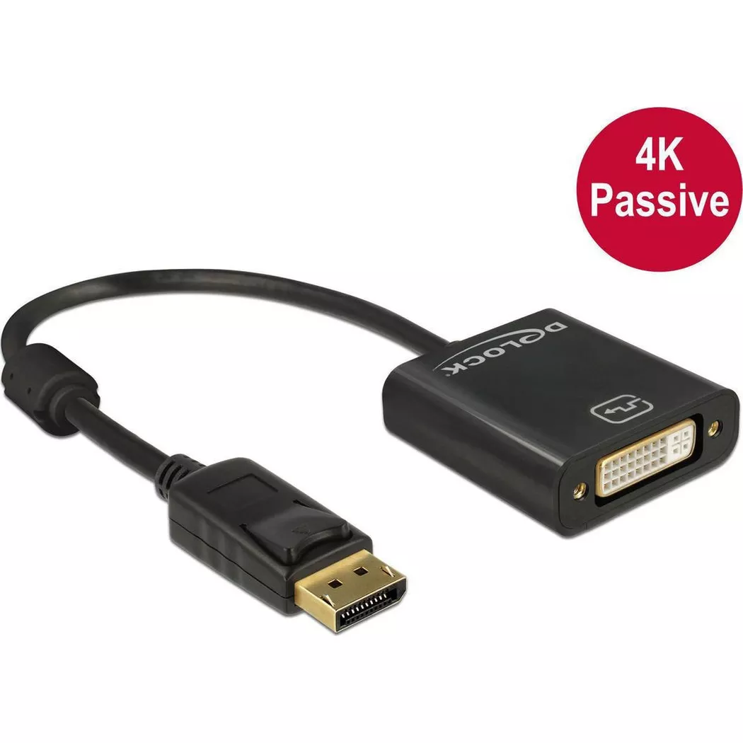 DeLock - adapter displayport - dvi passiv, Schwarz, One Size