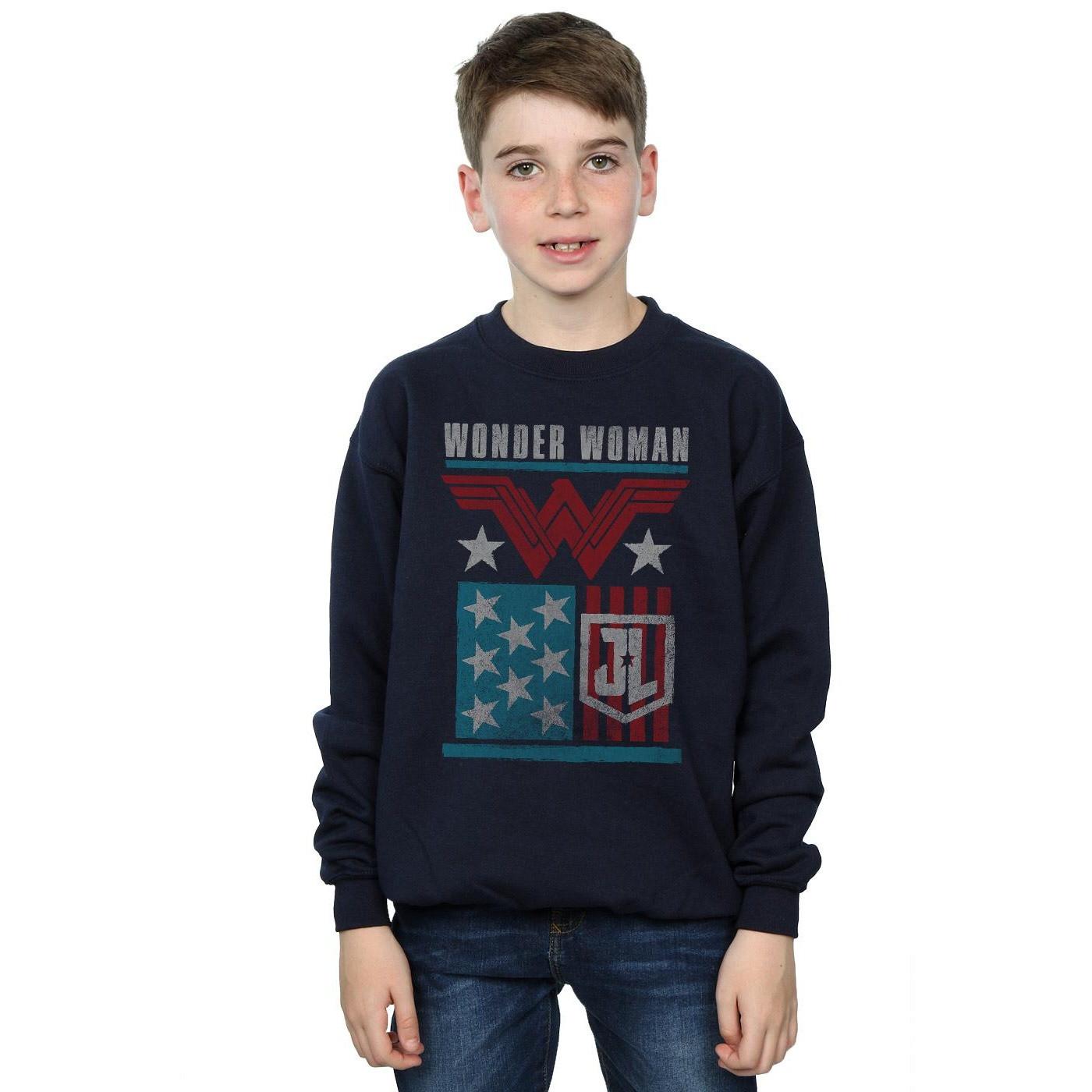 DC COMICS  Justice League Movie Wonder Woman Flag Sweatshirt 