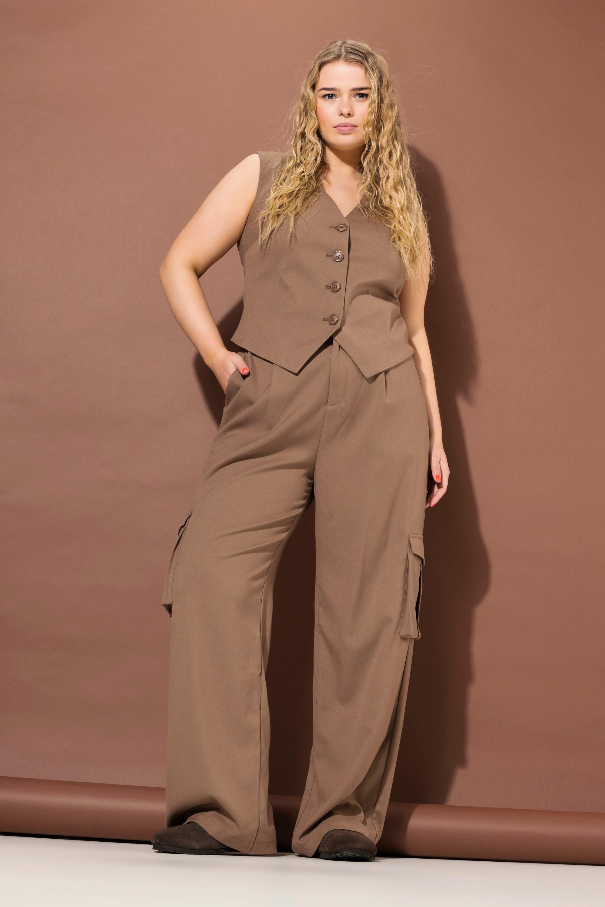 Studio Untold  Pantalon cargo taille haute et jambe large, taille partiellement élastique et poches cargo 