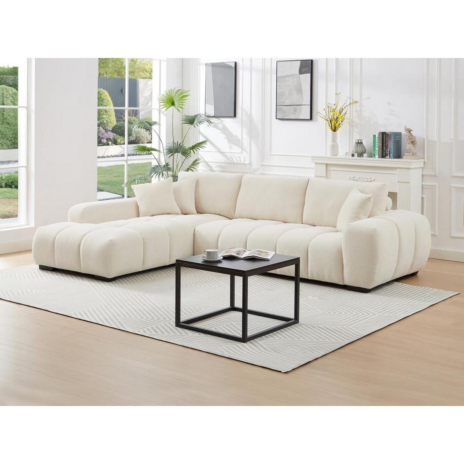 Vente-unique Canapé d'angle gauche en tissu beige BERENIA  