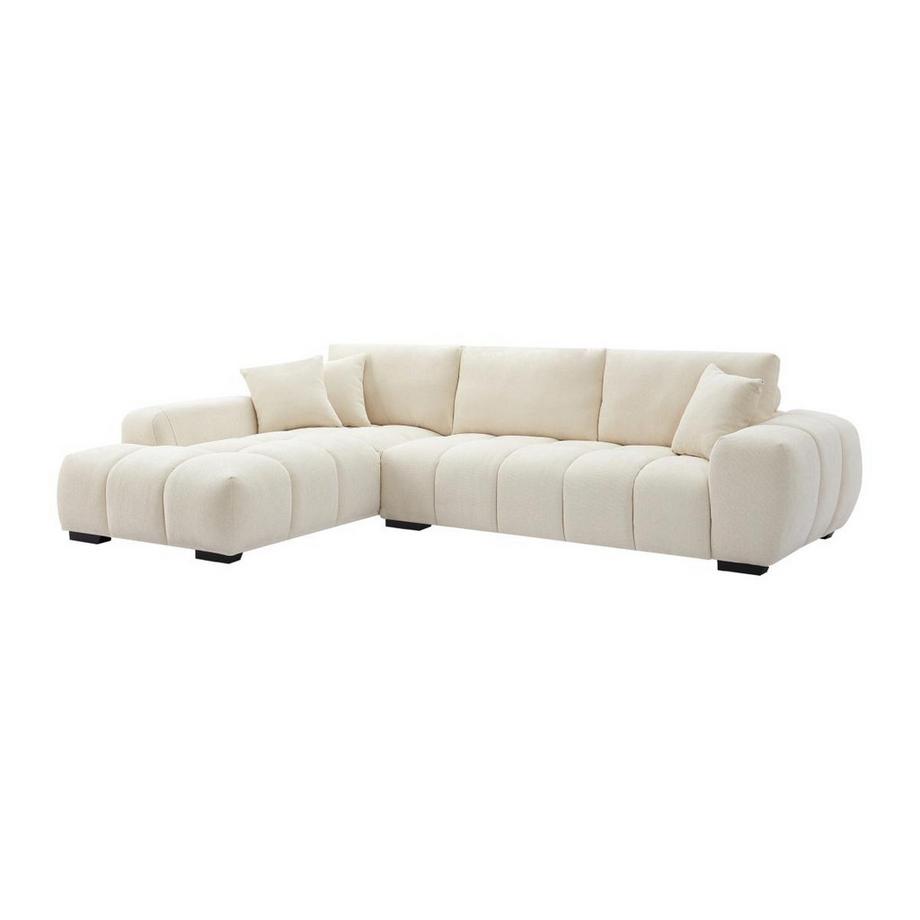 Canapé d'angle gauche en tissu beige BERENIA