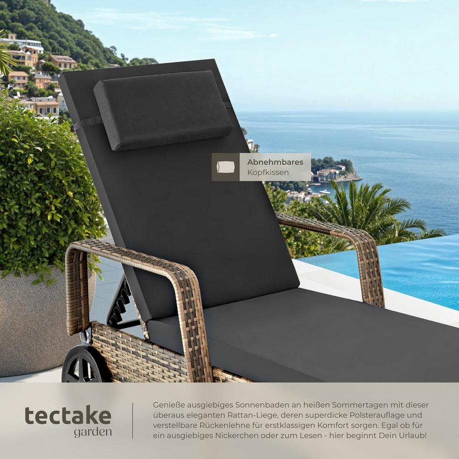 Tectake Lettino prendisole in rattan   robusto  