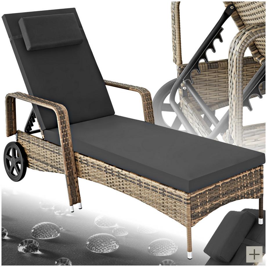 Tectake Lettino prendisole in rattan   robusto  