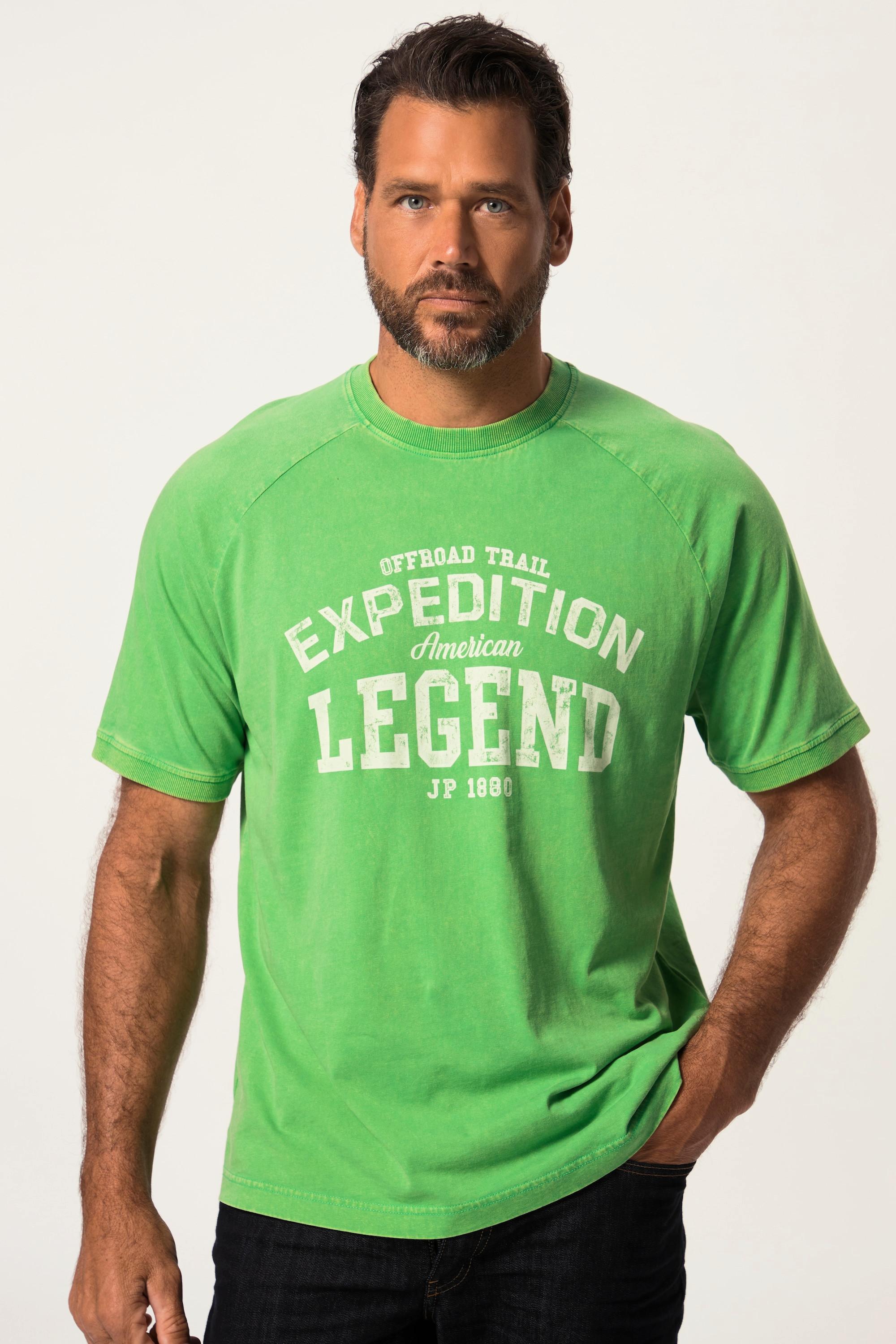 JP1880  T-shirt dal look vintage con "Legend", scollo a girocollo e mezze maniche verde mela 