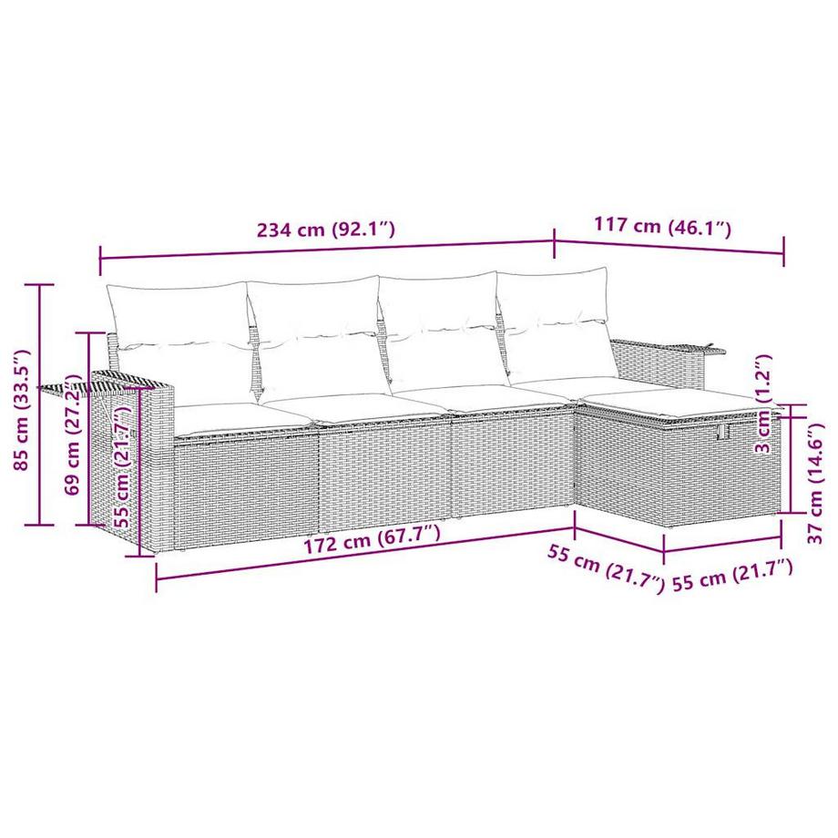 VidaXL Ensemble de canapés de jardin rotin synthétique  