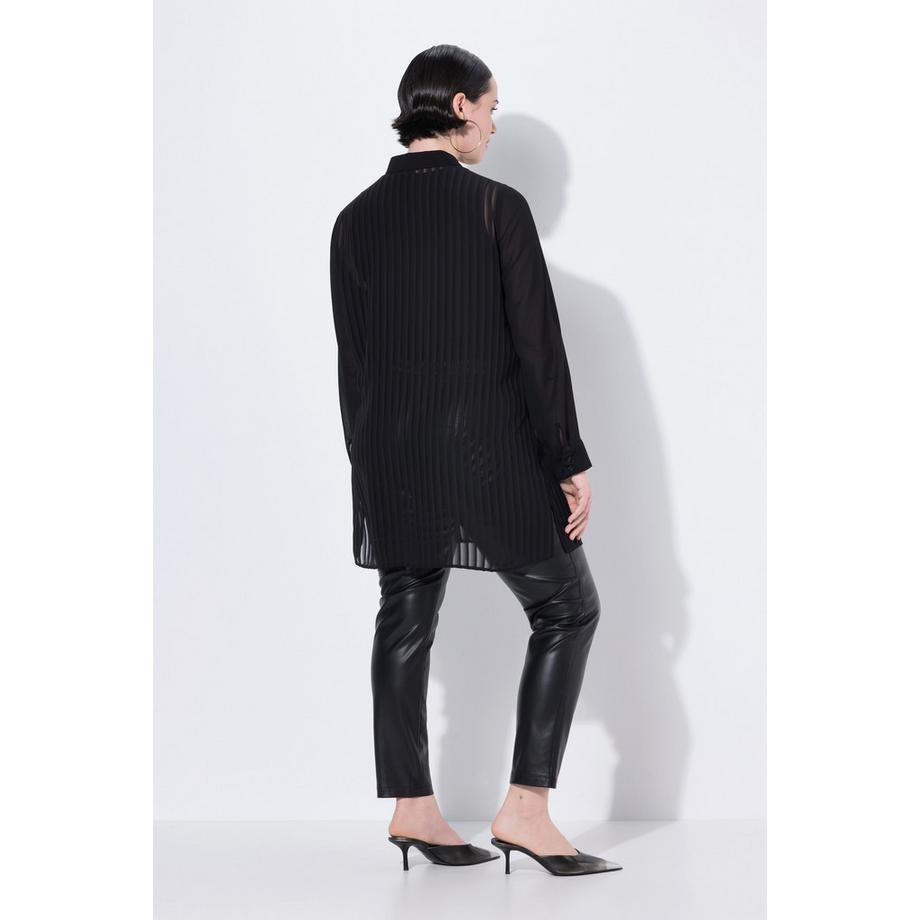 Ulla Popken Camicetta Righe Trasparenti Maniche Lunghe  