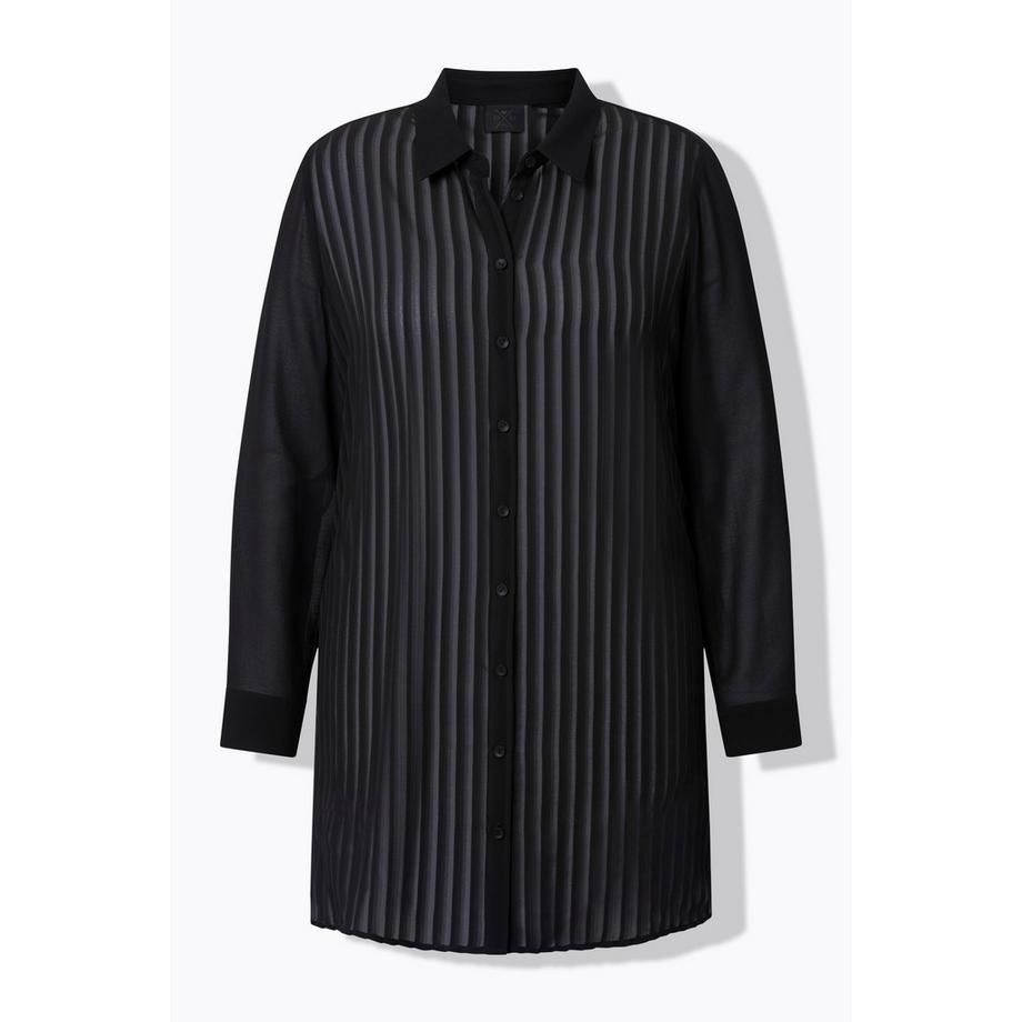 Ulla Popken Camicetta Righe Trasparenti Maniche Lunghe  