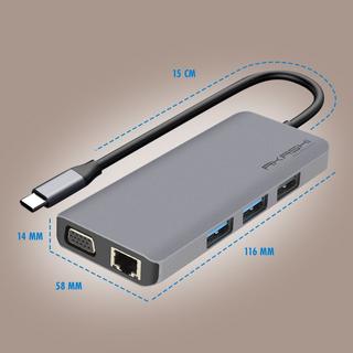 Akashi  HUB USB C 9-in-1-Adapter Akashi Grau 