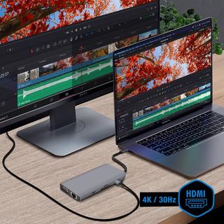 Akashi  HUB USB C 9-in-1-Adapter Akashi Grau 