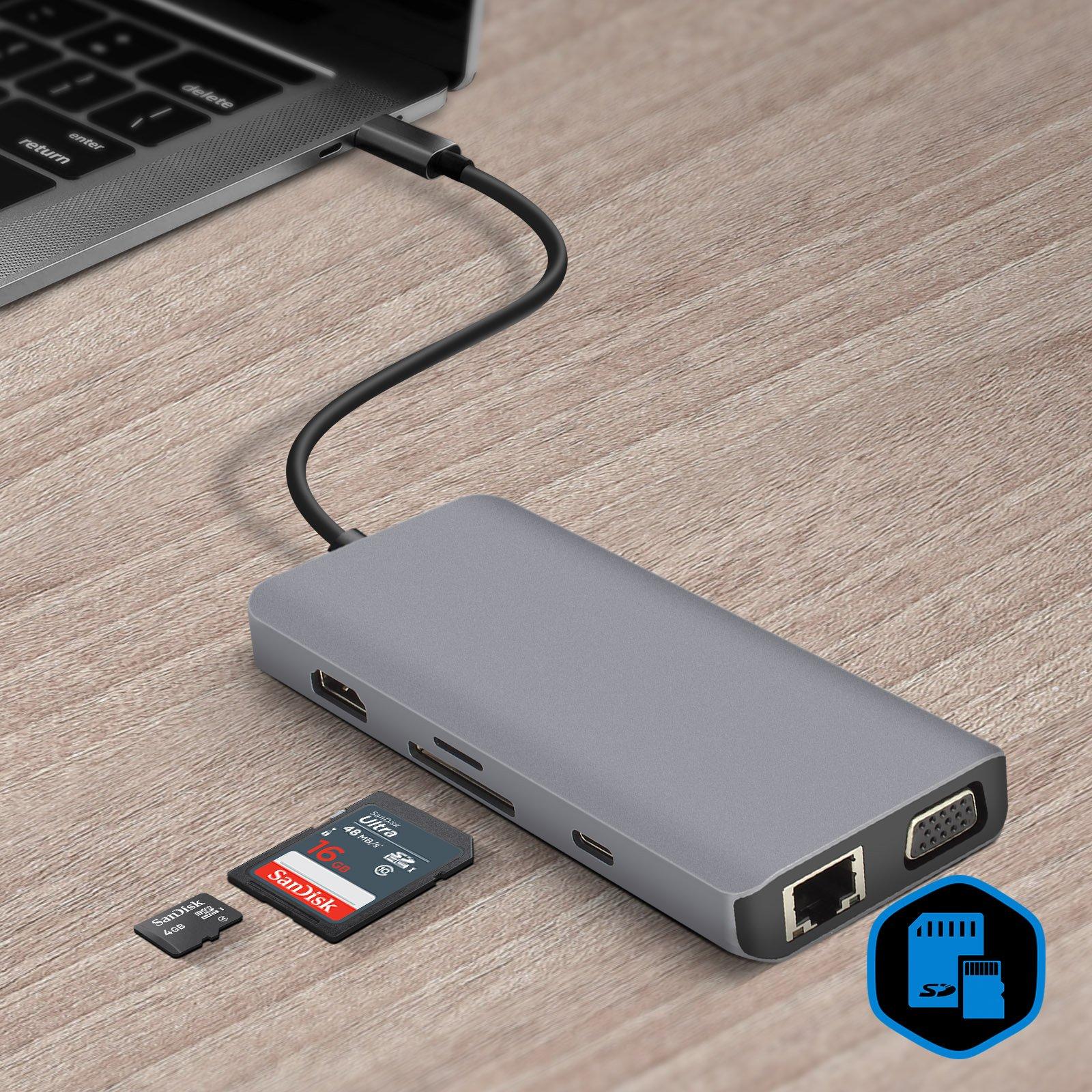 Akashi  HUB USB C 9-in-1-Adapter Akashi Grau 