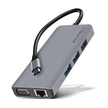 HUB USB C 9-in-1-Adapter Akashi Grau