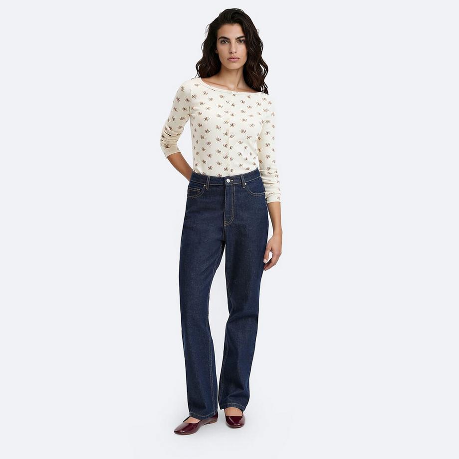 La Redoute Collections T-shirt col bateau manches longues imprimé floral  