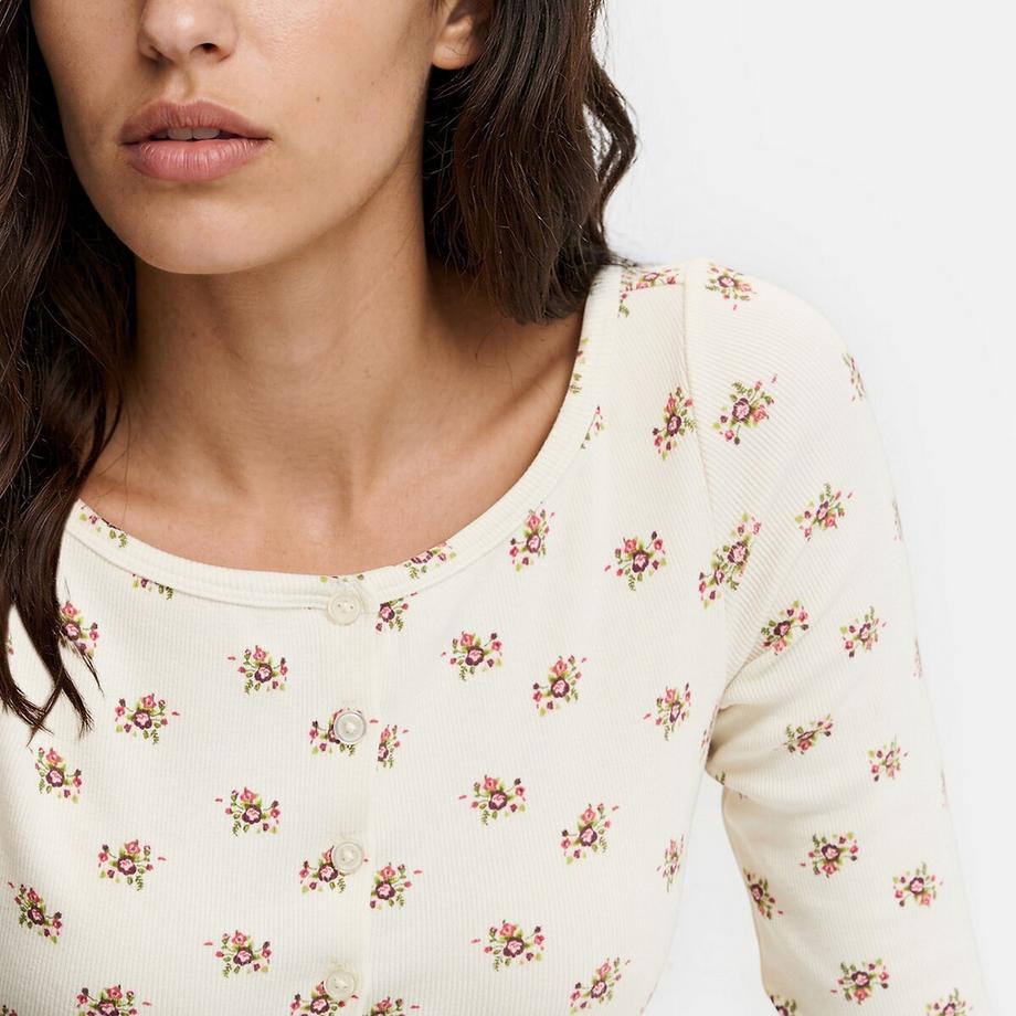 La Redoute Collections T-shirt col bateau manches longues imprimé floral  