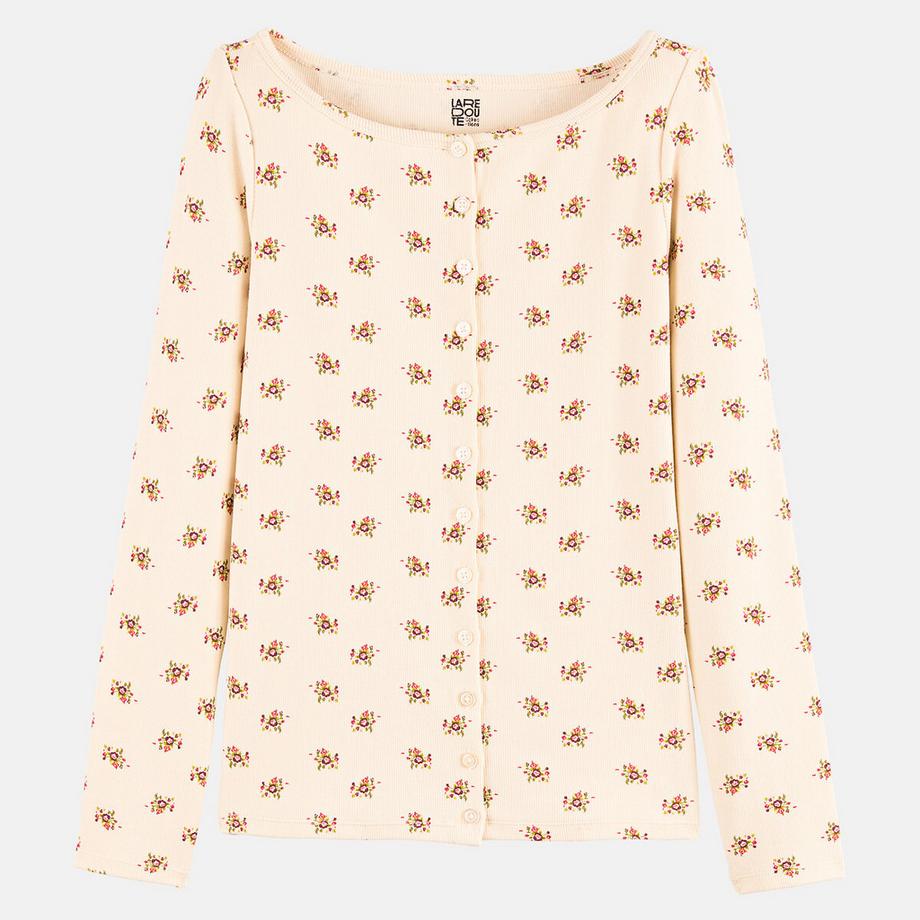 La Redoute Collections T-shirt col bateau manches longues imprimé floral  