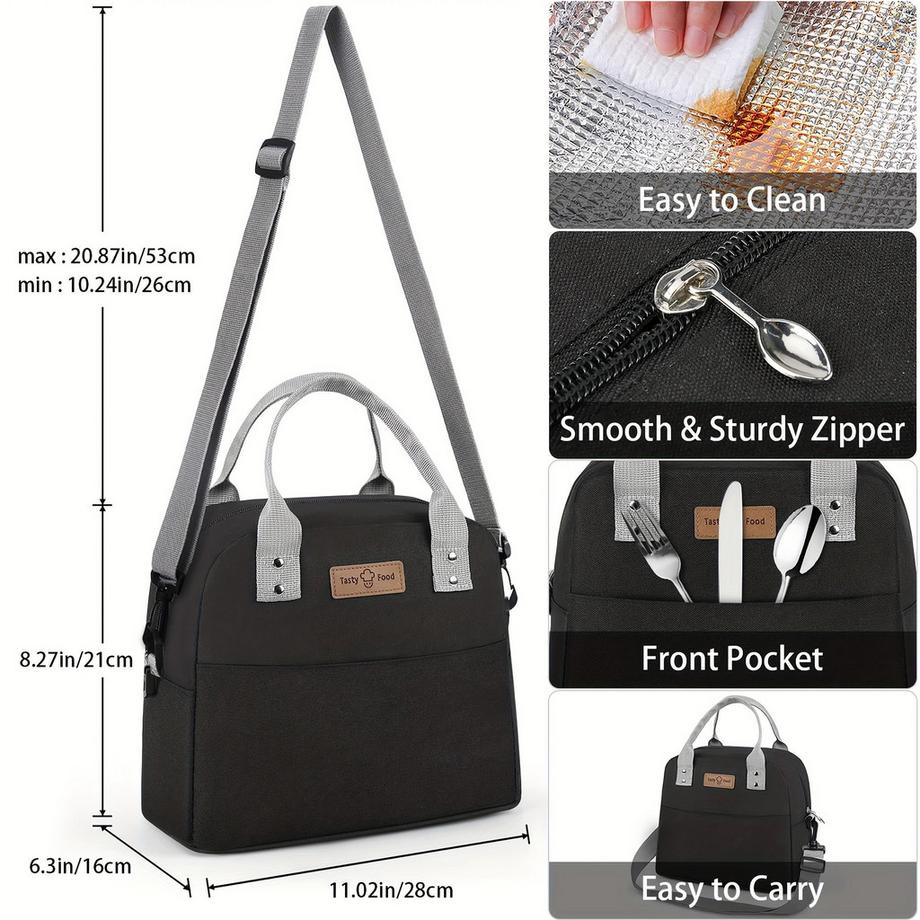 Only-bags.store  Lunch Bag Isolierte Lunch Tote Bag mit verstellbarem Riemen Wiederverwendbare Lunch Box für Frauen/Männer, Auslaufsichere Lunch Bags Tragbare Thermische Kühltasche für Arbeit 