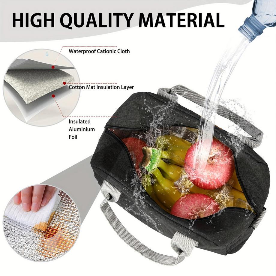 Only-bags.store  Lunch Bag Isolierte Lunch Tote Bag mit verstellbarem Riemen Wiederverwendbare Lunch Box für Frauen/Männer, Auslaufsichere Lunch Bags Tragbare Thermische Kühltasche für Arbeit 