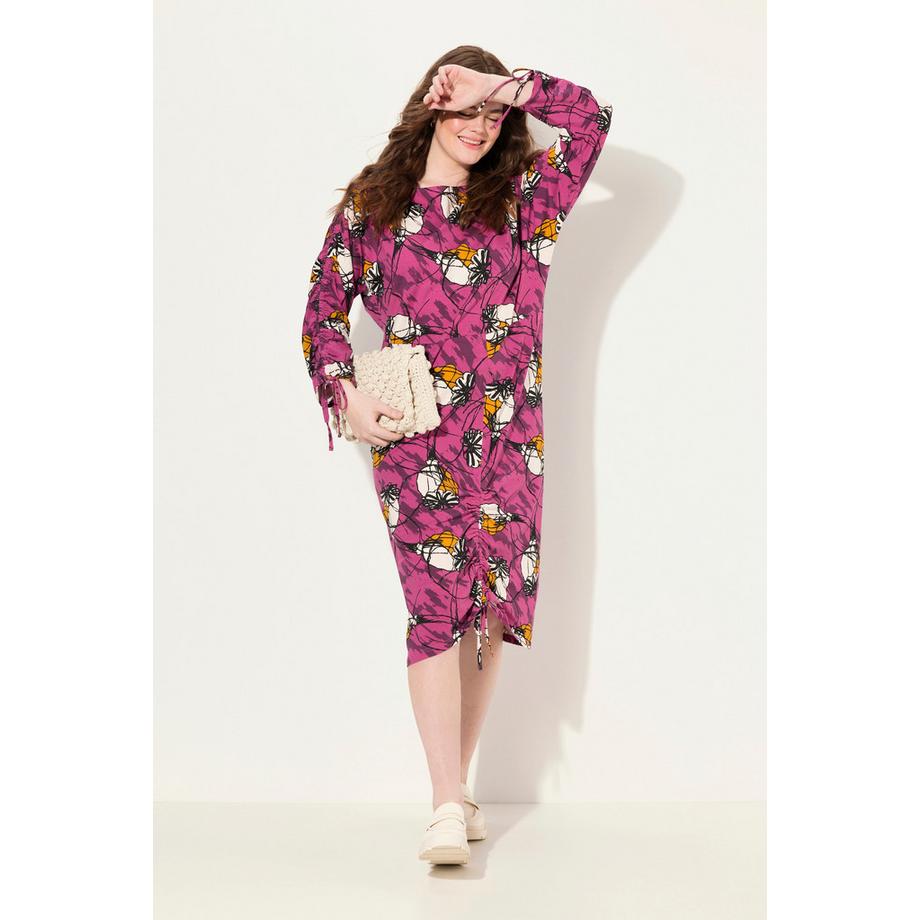 Ulla Popken Jersey Midikleid U-Boot-Ausschnitt 3/4-Arm  