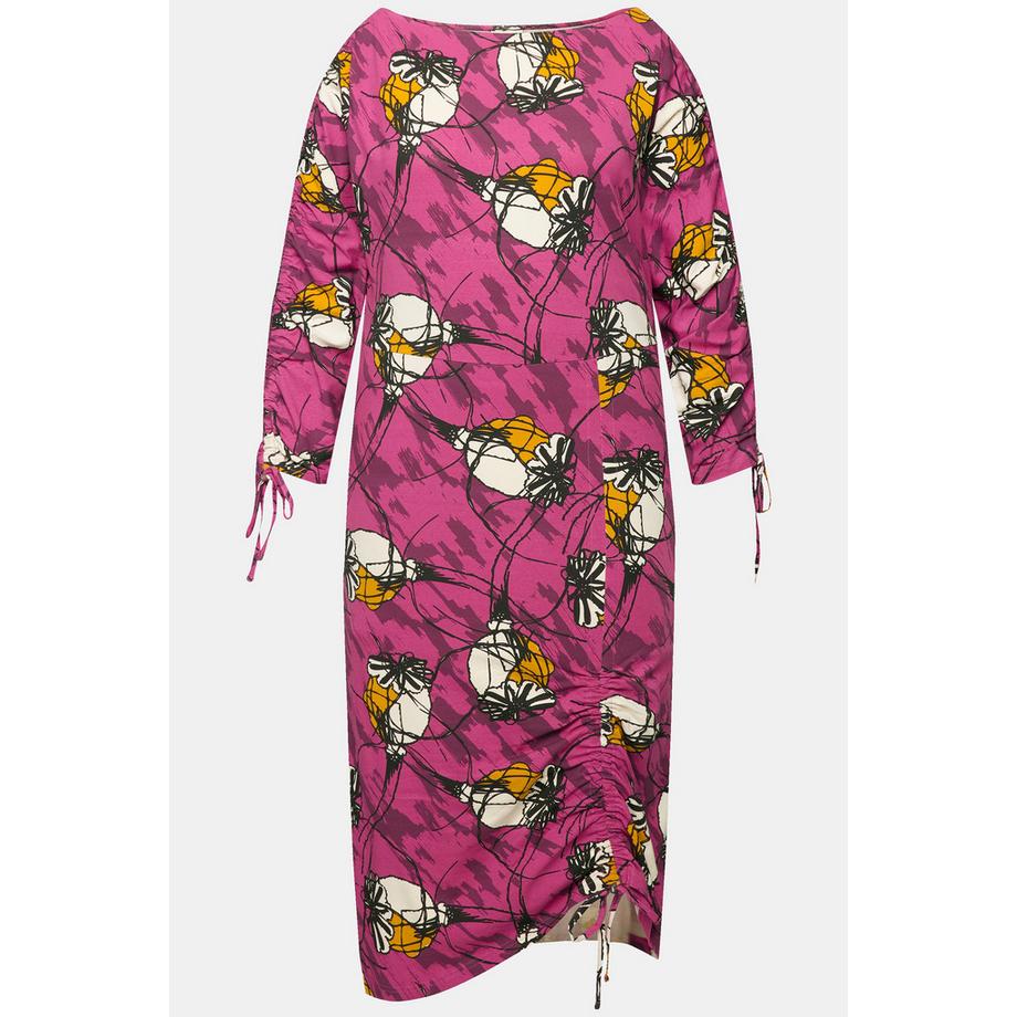 Ulla Popken Jersey Midikleid U-Boot-Ausschnitt 3/4-Arm  