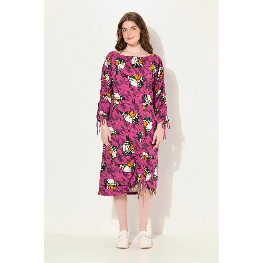 Ulla Popken Jersey Midikleid U-Boot-Ausschnitt 3/4-Arm  