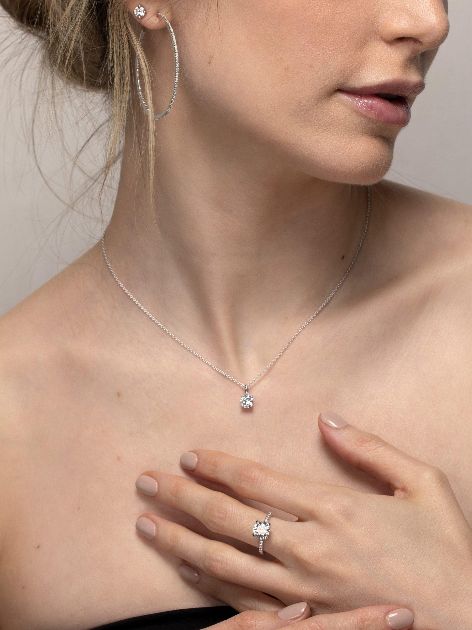 PHANTASYA  Kette mit Zirkonia Anhänger 6mm 1893 72 Rhodiniert 