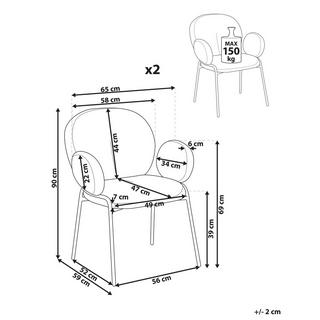 Beliani Lot de 2 chaises en Bouclé Moderne ELY  