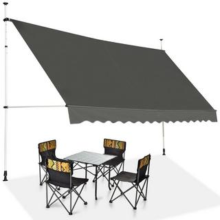 Northix Auvent télescopique de protection solaire extensible, protection solaire, anti-UV, imperméable, 395 cm de large, gris  