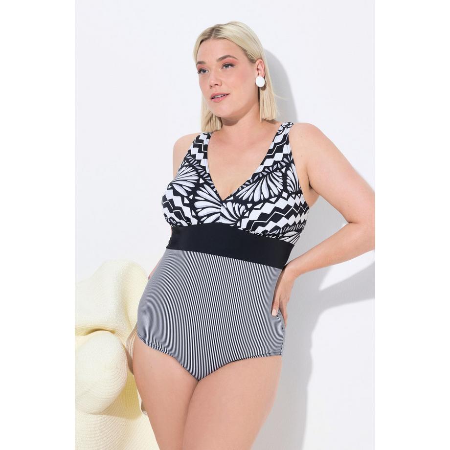 Ulla Popken Badeanzug Zierband Softcups Recycelt  