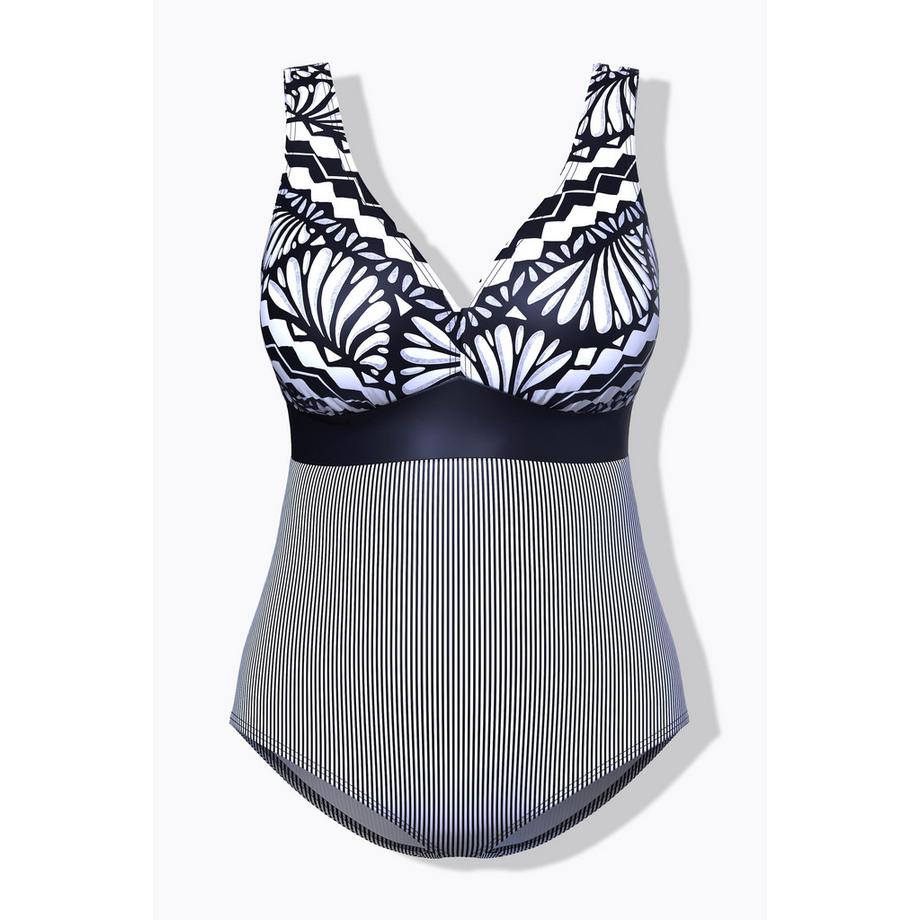 Ulla Popken Badeanzug Zierband Softcups Recycelt  