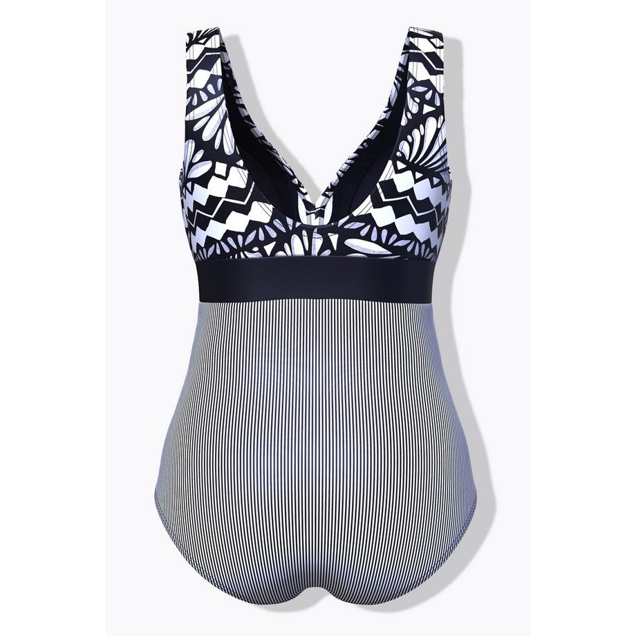 Ulla Popken Badeanzug Zierband Softcups Recycelt  