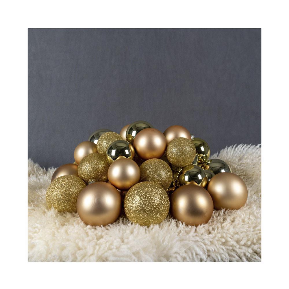 FS-STAR Weihnachtskugel 42er Set Glas Gold  